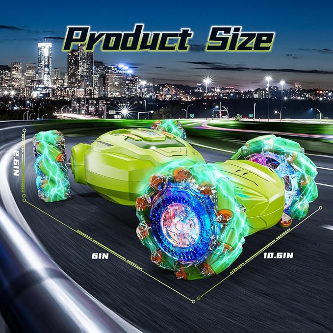 Remote Control Gesture Sensor Car, 2.4Ghz 4WD Hand Controlled RC Car, Gesture Rc Stunt Car with Light & Music, 360° Spins All Terrains Hand Controlled Car Toys for Age 8+, Birthday Gifts for Kids