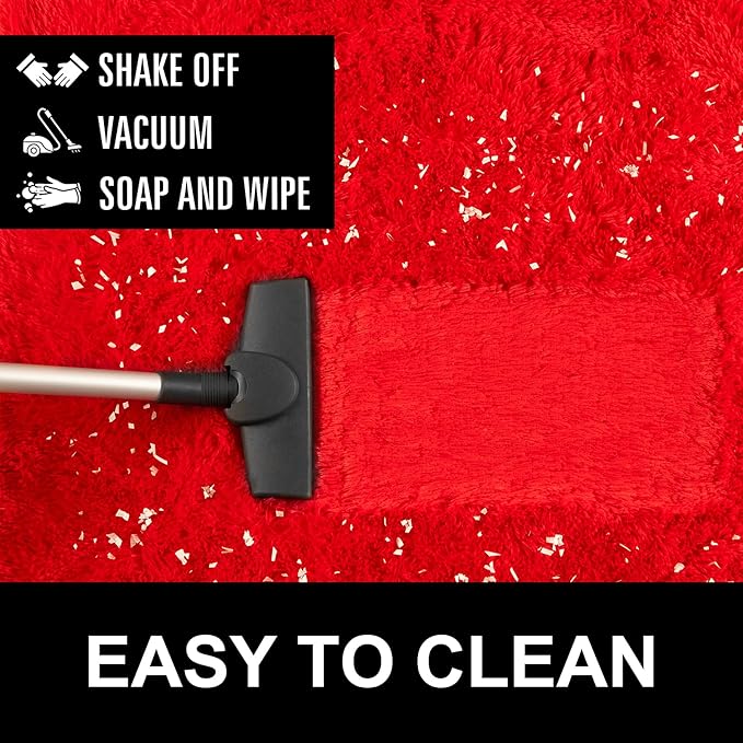 LOCHAS Luxury Round Fluffy Area Rugs for Bedroom Kids Girls Room Nursery, Super Soft Circle Rug, Cute Shaggy Carpet for Children Living Room, 4x4 Feet Red