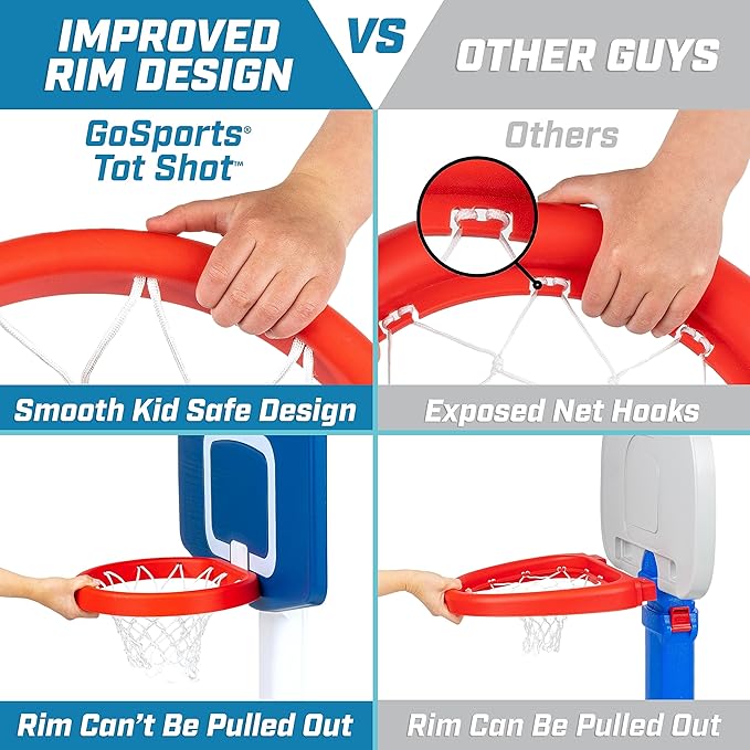 GoSports Tot Shot Toddler Basketball Set - Kids Indoor & Outdoor Toy Hoop with Adjustable Height