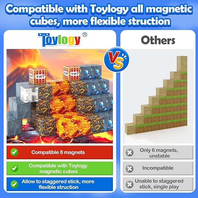 168PCS Magnetic Blocks-Build Mine Magnet World Dinosaur & Mine Edition, Building Outdoor Sensory Toys for Kids 3-5, STEM Jurassic Kid Games for Toddler Gifts for Boys and Girls Ages 3 4 5 6 7 8