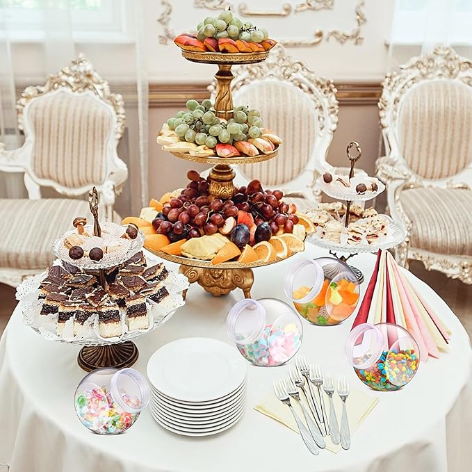 4 Pcs Plastic Candy Jar with Lid for Candy Buffet Large Storage Jar Clear Food Storage Canisters Kitchen Countertop Container for Cookies Beans Snacks Indoor Outdoor Wedding(40 oz)