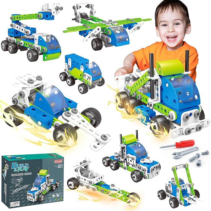 18 in 1 STEM Toys, SMIESSKIDDO 175 PCS Building Toys for Kids Ages 4-8 5-7 6-8 Educational Activities for Boys 4-6 8-10 Construction Creative Games Birthday Gifts for 4 5 6 7 8+ Year Old Boy Girl