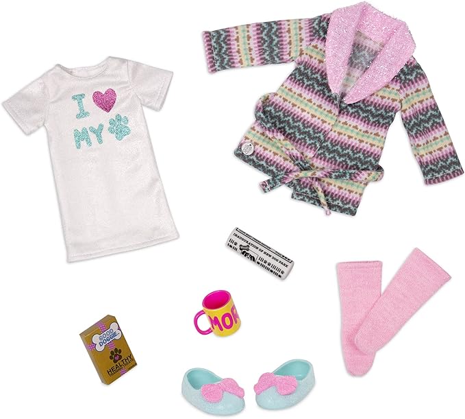 Glitter Girls – 14-inch Doll Style Bundle – 3 Fashion Outfits – Rainbow Jacket, Cat-Ears, Sweater Dress – Clothes & Accessories – GG Fashion Pack – 3 Years +