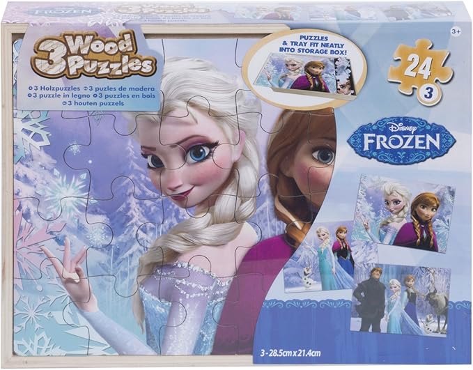 Frozen Disney 5-Pack of Wood Jigsaw Puzzles for Families, Kids, and Preschoolers Ages 4 and Up