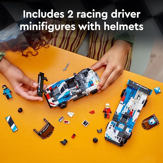 LEGO Speed Champions BMW M4 GT3 & BMW M Hybrid V8 Race Cars, BMW Toy for Kids with 2 Buildable Models and 2 Driver Minifigures, Car Toy Birthday Gift Idea for Boys and Girls Ages 9 and Up, 76922
