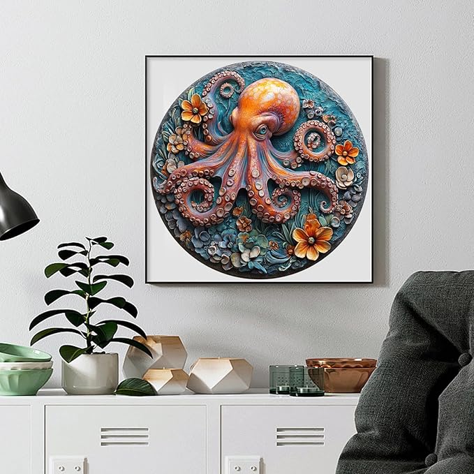 Wooden Puzzles for Adults, 3D Octopus Wooden Jigsaw Puzzles 200 Pieces, Medium, 11.2 in Unique Shape Ocean Wooden Puzzle, Irregular Puzzle Creative for Adults and Kids Family Games