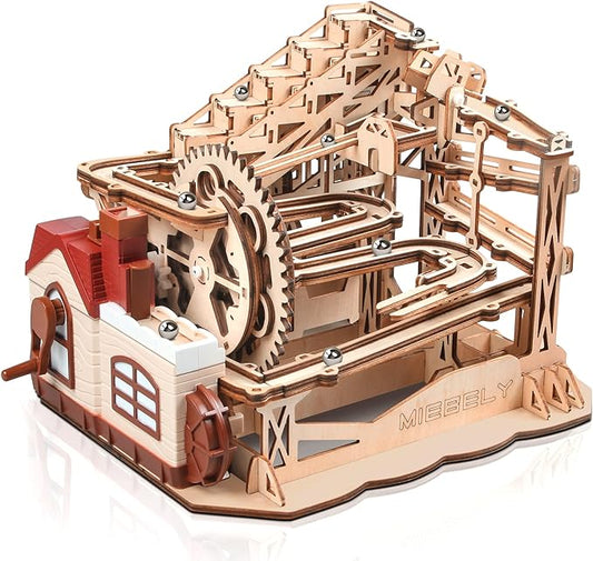 MIEBELY 3D Wooden Puzzles for Adults, 235 Pieces 3D Puzzle DIY Wood Marble Run Model Kits, Electrical Mechanical Gear W/Motor Building Kit, 3D Puzzle Creative Home Decor & Gift for Men/Women