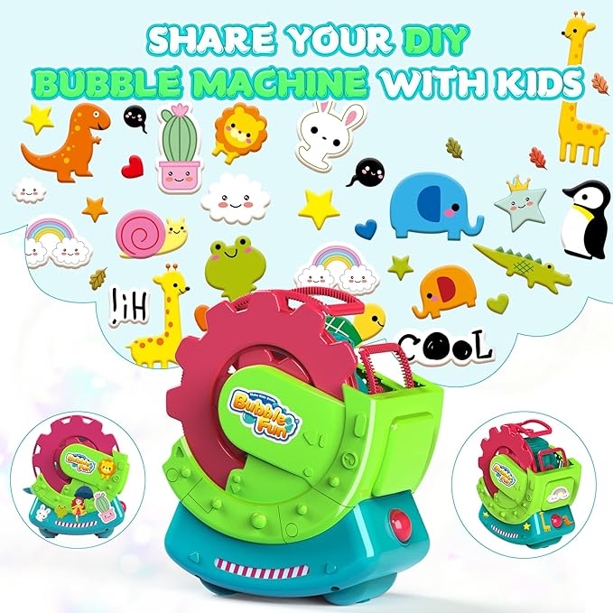 Bubble Machine for Toddlers Kids, Blower with 8oz Solution, Make Extra Large & Bubbles in Bubble, Maker Toy for Indoor Outdoor Birthday Party
