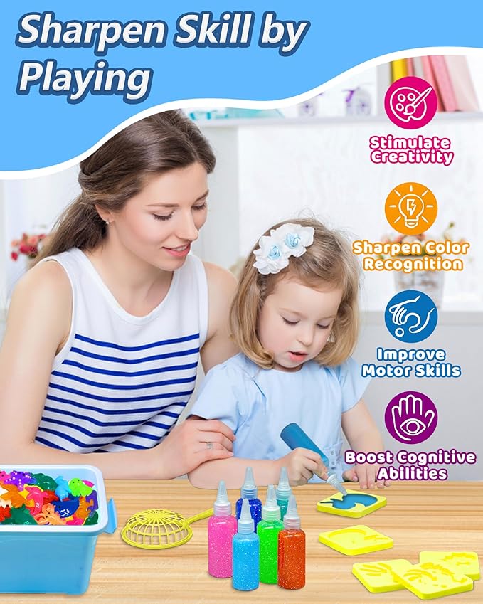 24 Gels Magic Water Elf Toy Kit - Aqua Fairy Water Gel Kits with 16 Molds, DIY Squishy Maker Set for Kids, Water Pets Squishies Toys, Party Favors Arts & Crafts Gift for Boys & Girls