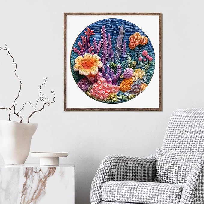 Wooden Puzzles for Adults - Seaweeds Jigsaw Puzzle 500 Piece, 16.5 in Oceans Puzzle, Unique Shaped Creative Gift Toys for Kids and Family Games