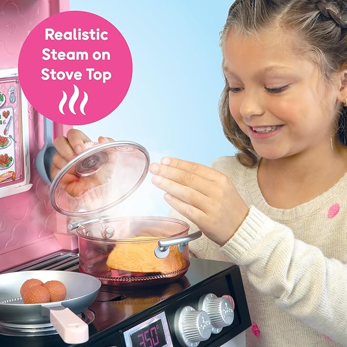 Disney Princess Style Collection Fresh Prep Gourmet Kitchen, Interactive Pretend Play Kitchen for Girls & Kids with Realistic Steam, Complete Meal Kit & 35+ Accessories