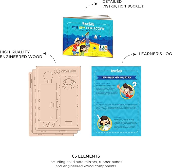 Smartivity Periscope 3D Wooden Model Engineering STEM Building Set for Kids Ages 6 and Up