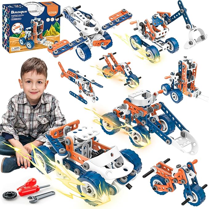 12 in 1 STEM Toys, SMIESSKIDDO 152 PCS Building Toys for Kids Ages 4-8 5-7 6-8 Educational Activities for Boys 4-6 8-10 Construction Creative Games Birthday Gifts for 4 5 6 7 8+ Year Old Boy Girl
