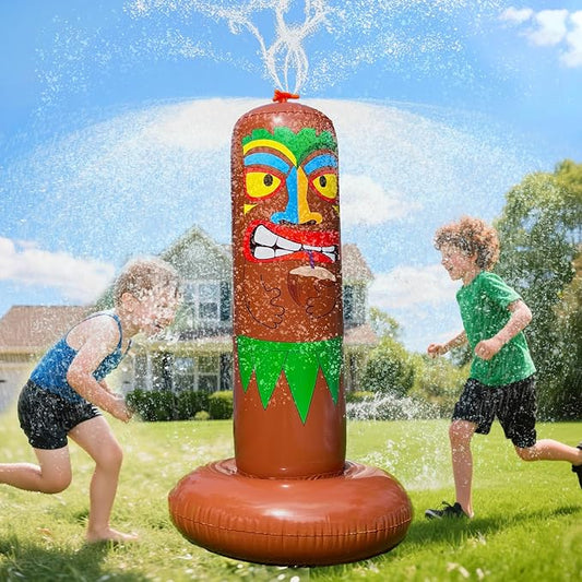 5 Ft Inflatable Sprinkler for Kids, Inflatable Tiki Totem Water Sprinkler Spray Toy Fun Gifts for Adults Outdoor Yard Hawaiian Luau Party Decoration Supplies, Tiki Sprinkler Summer Pool Water Toys