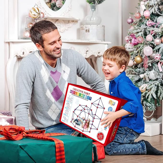 Fort Building Kit for Kids,STEM Construction Toys, Christmas & Birthday Gift for 4 5 6 7 8 9 10 11 12 Years Old Boys and Girls,Ultimate Creative Set for Indoor & Outdoors Activity,140 Pcs,Original