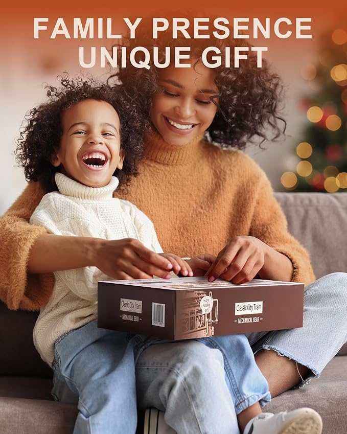 ROKR 3D Wooden Puzzles Model Car Kits for Adults to Build - Wooden Toy Tram Train Set with Railway - Wood 3D Puzzles for Adults - Gift Idea for Christmas Father's Day Birthday