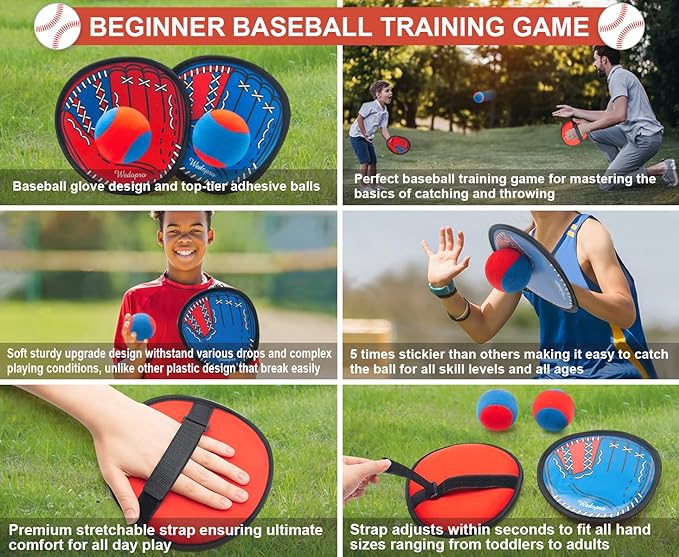 Toss and Catch Ball Game, Kids Toddler Baseball Glove & Catch Ball Toys, Kids Outdoor Games for Family, Toys for Beach Pool Yard Outside, Birthday Gift for Ages 3 4 5 6 7 8-12 Year Old Boys Girls