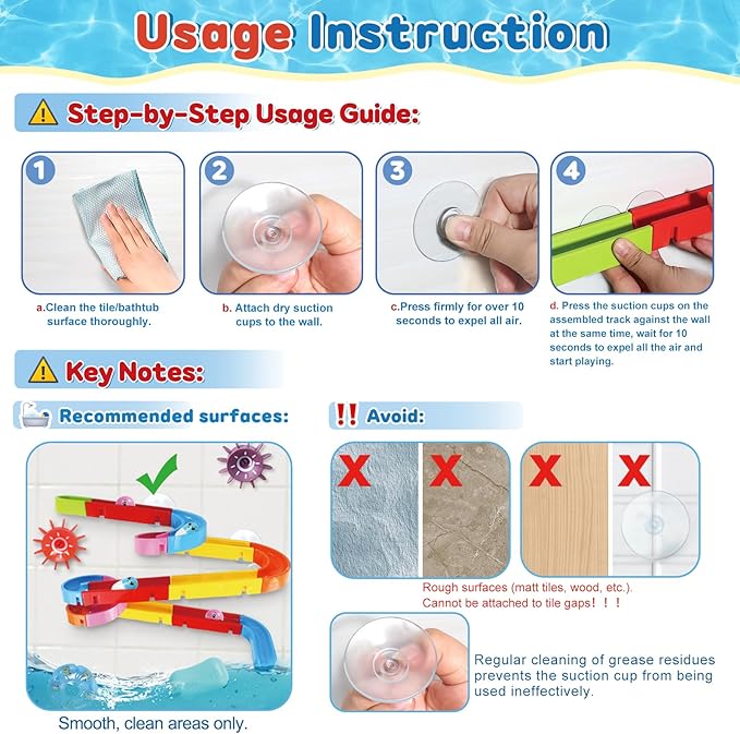 Bath Toys for Kids Ages 3-5 4-8 Toddler Bath Toys 38 PCS Bathtub Shower Toys DIY Water Marble Run Slippery Slide Birthday Gift for 2 3 4 5 6 7 8 Year Old Boys Girls