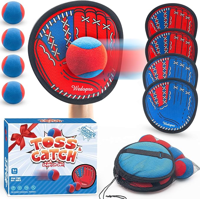 Toss and Catch Ball Game, Kids Toddler Baseball Glove & Catch Ball Toys, Kids Outdoor Games for Family, Toys for Beach Pool Yard Outside, Birthday Gift for Ages 3 4 5 6 7 8-12 Year Old Boys Girls