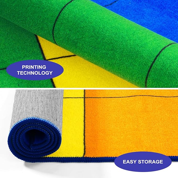 LIVEBOX Elementary Classroom Rugs for Kids, Washable Kids Rugs for Playroom School, Nursery, Colorful Children's Educational Carpet Non-Slip Classroom Mat for Learning, 6'x9'(Seats-20)