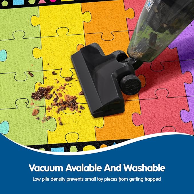 Booooom Jackson Large Classroom Rug Colorful Puzzle Classroom Carpet 7.5x13 ft Area Rug with Non-Slip Backing for Prechool Playroom Elementary Library Kindergarten Class Reading Circle Time