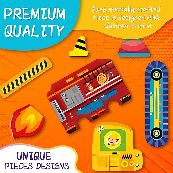 Magnetic Puzzles for Kids Ages 4-8 - 71 PC Educational Vehicle Magnetic Book, Dress-Up Game & Preschool Toddler Learning Activities, Travel-Friendly STEM Toy, Fridge Magnets for Toddlers Ages 1-3 3-12
