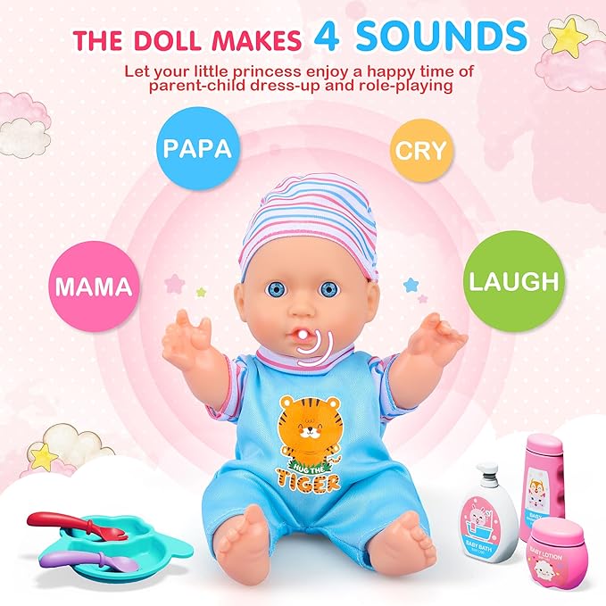 Baby Doll Care Toys, 30PCS Baby Dolls Bath Set & Doctor Kit, Pretend Play Baby Doll Set, Incl Bathtub, Bathrobe, ECG, Thermometer, Toddlers Toys Gifts for Age 3 4 5 6 Year Old Girls