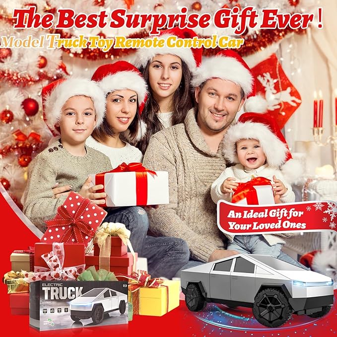 Truck Remote Control Car - Truck Toy, 2.4GHz RC Cars with Long Battery Life and Light Effects, All Terrain Electric Vehicle for Kids, Brithday Gifts for Boys Girls & Adults