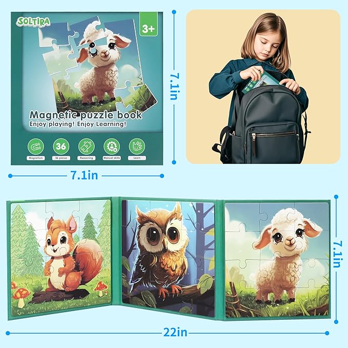 Puzzles for Kids Ages 3-5 72 Pieces Two-Book Travel Puzzles for Kids 4-6 Airplane Car Road Trip Activities Games Toys 3 4 5 6 7 8 Year Old Girls and Boys Gift