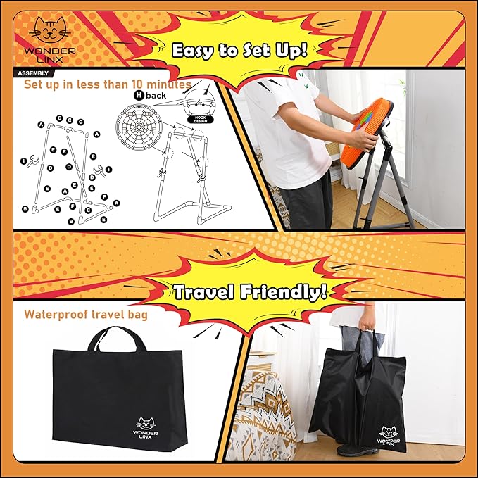 3 in 1 Throwing Game Toy Set - Dart & Axe Throwing Game with Bristle Target Dartboard - 3 Throwing Axes, 3 Stars, 6 Darts Included - with Travel Bag & Lightweight Stand - Indoor & Outdoor Game