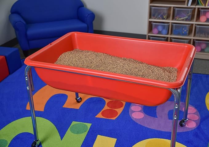 Children's Factory, 1133-18, Large Sensory Table, 18”H, Red, Kids Preschool or Playroom Sand and Water Table, Indoor and Outdoor Playground Equipment