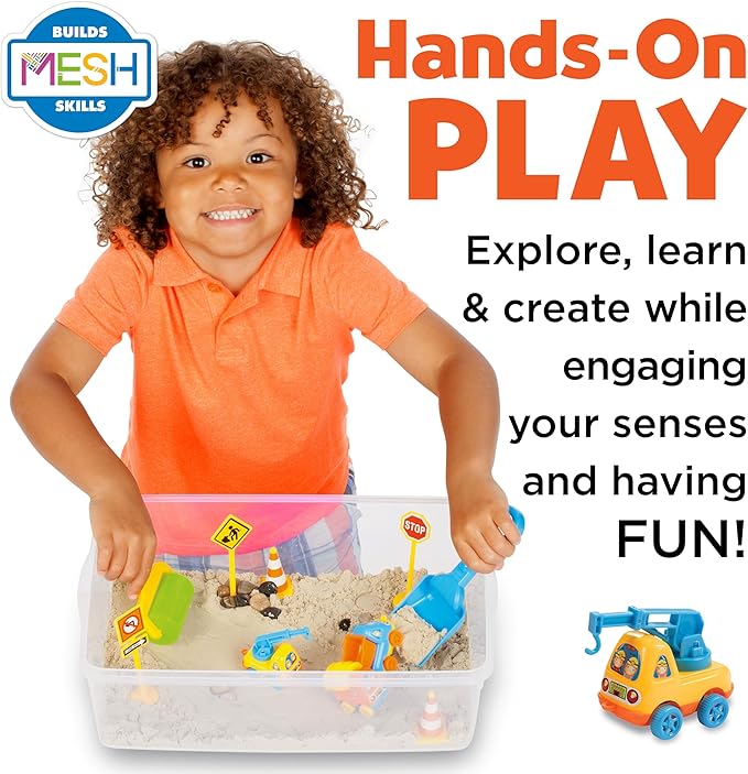 Creativity for Kids Sensory Bin: Construction Zone Playset - Preschool Learning Activities, Excavator Toys for Boys Ages 3-5+, Outdoor Toys and Gifts for Kids
