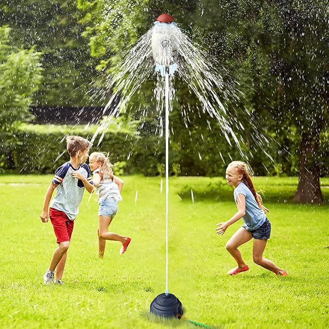 Rocket Sprinklers Toys Water Splash Rocket Outdoor Water Play for Kids Rocket Sprinklers Toy Water Blaster Rockets Summer Garden Lawns Water Toys Spray for Kids 3 Years and Up (Gray)