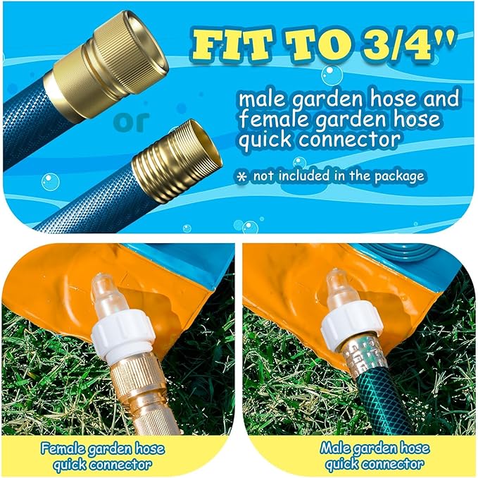 Slip Water Slide, 22ftx5ft Slip Water Slide for Kids Backyard Lawn,Summer Water Toys Outdoor Sprinkler with 2 Sliding Racing Lanes and 2 Inflatable Bodyboards