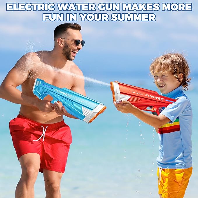 Electric Water Gun for Adults Kids, Powerful Automatic Squirt Gun, High Powered Shooting 100+ Blasts, Strongest Auto Water Blaster, Long Range, Pool Outdoor Water Toy Game(Red)