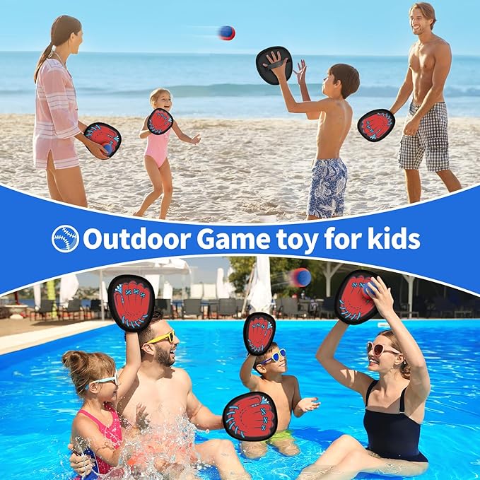 SpringFlower 4 Pack Catch and Toss Game, Toddler Catch Ball Game Set, Kids Baseball Beach Outdoor Pool Game Toy for Kids, Boys & Girls Toy for Kids Toddlers, Fun Idea Gift