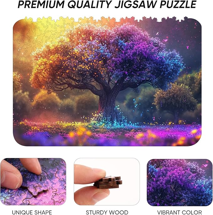 Wooden Puzzles for Adults,Tree of Life Wooden Jigsaw Puzzles 200pcs,8.3x12in,Medium,Unique Shape Adult Puzzles,Irregular Wood Puzzles Creative for Adults and Kids Family Game