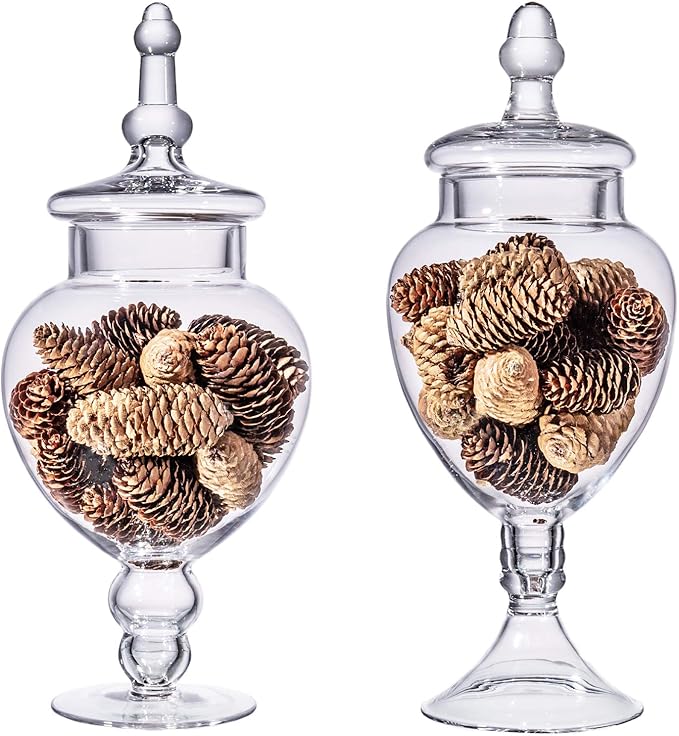 Clear Glass Apothecary Jars, Diamond Star Large Candy Buffet Display, Elegant Storage Jar, Decorative Wedding Candy Organizer Canisters (Height: 15.5" Body: 6.5"; 64 FL.OZ)