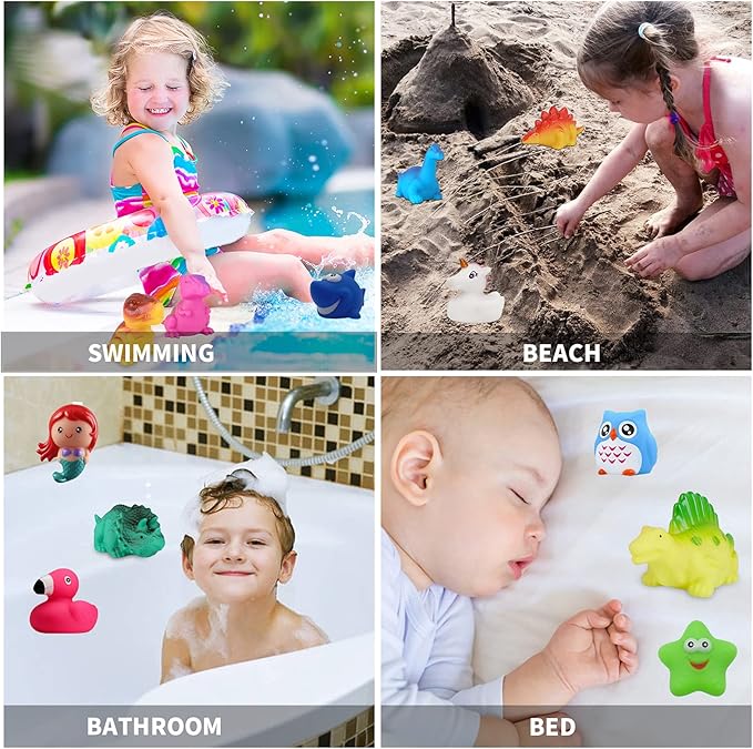 Baby Bath Toys,12 Packs Light Up Floating Rubber Toys Flashing Color Changing Light in Water Bathtub Shower Games Toys for Baby Kids Toddler Child …