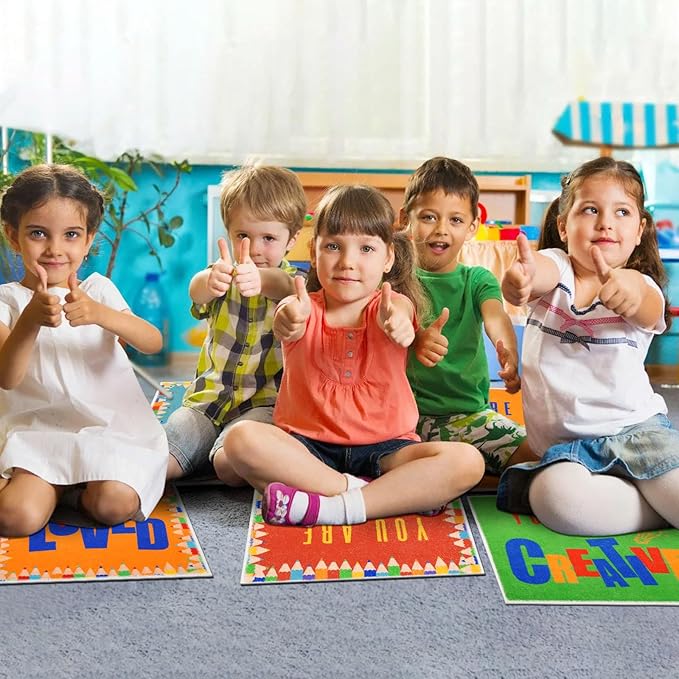 HiiARug 12pcs Carpet Squares for Classroom 18x18 Inch Carpet Spots for Classroom Sitting Floor Seats for Kids Sit Spots for Classroom Kindergarten Playroom Decor