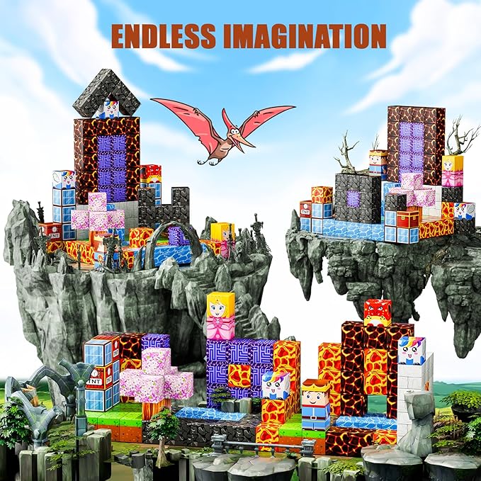 Magnetic Blocks - Build Magnet World Magic Portal Set, Magnetic Tiles Building Blocks Toddler Toys STEM Sensory Outdoor Toys for 3+ Year Old Boys & Girls, Creative Kids Games Kids Toys-120PCS