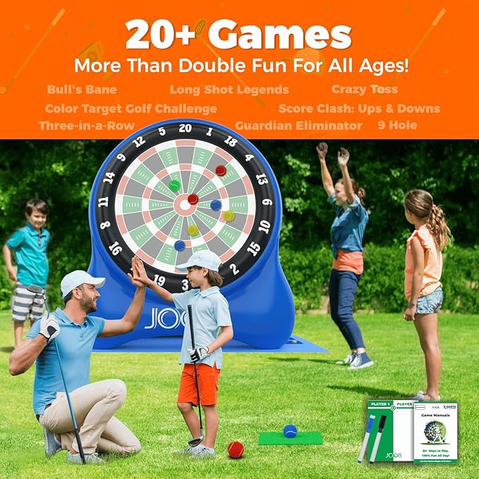 6.4ft Giant Inflatable Golf Dart Board with Air Pump & 20+ Games - Includes Game Manuals, Perfect Inflatable Games for Family Party, Giant Outdoor Yard Games, Backyard Golf Games, Carnival Games