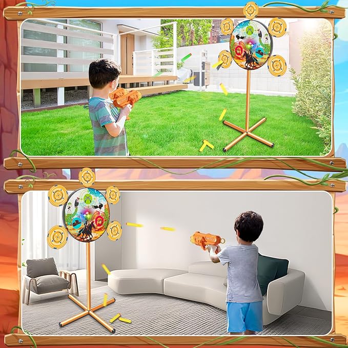 Shooting Game Toys for Ages 3 4 5 6 7 8 9 10+ Year Old Boy, Digital Shooting Target with 40 Soft Foam Dart and 2 Toy Guns Indoor Outdoor Sports Games Birthday Xmas Easter Gifts Toys for Kids 5-7 8-12