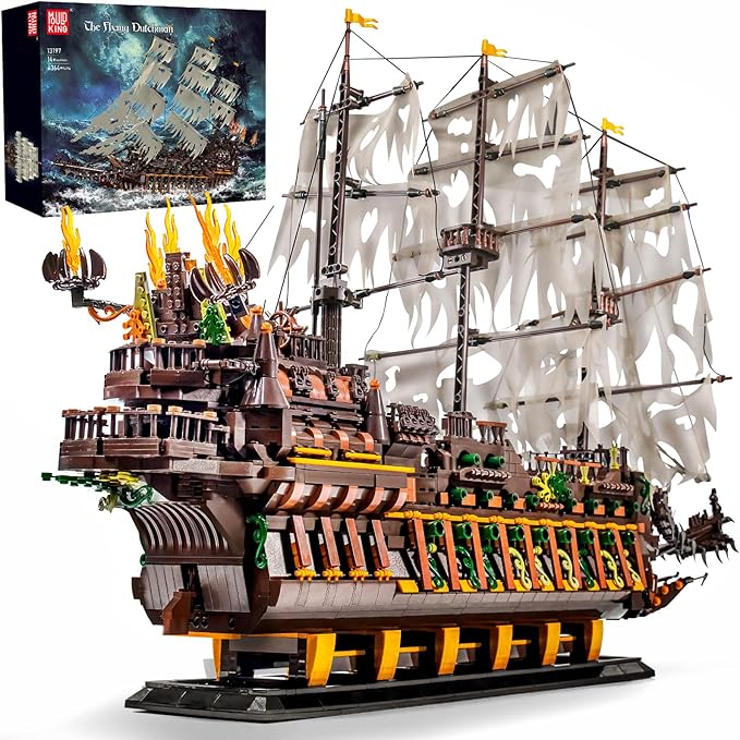 Mould King 13197 Pirate Ship Building Toy, MOC Flying Dutchman Model Ship Boat, Toy Building Sets for Adults, Halloween Decor Christmas Birthday Gifts for Teens Collections (4364 Pieces)