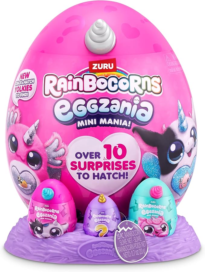 Rainbocorns Eggzania Mini Mania Monkey Plush Surprise Unboxing with Animal Soft Toy, Idea for Girls with Imaginary Play by ZURU