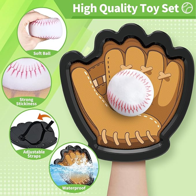 SpringFlower 4 Pack Catch and Toss Ball Game,Toddler Baseball Catch and Toss Ball Set,Outdoor Sport Yard Beach Pool Game Toy,Boys & Girls Toy for Kids Toddlers, Fun Idea Gift for Kids