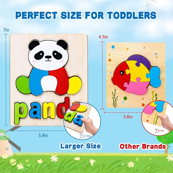 Toddler Puzzles,Wooden Puzzles for Todder 1 2 3 Years Old Boys Girls Eco Friendly Wooden Toys Educational Preschool Gift for Kids(6 Pack)