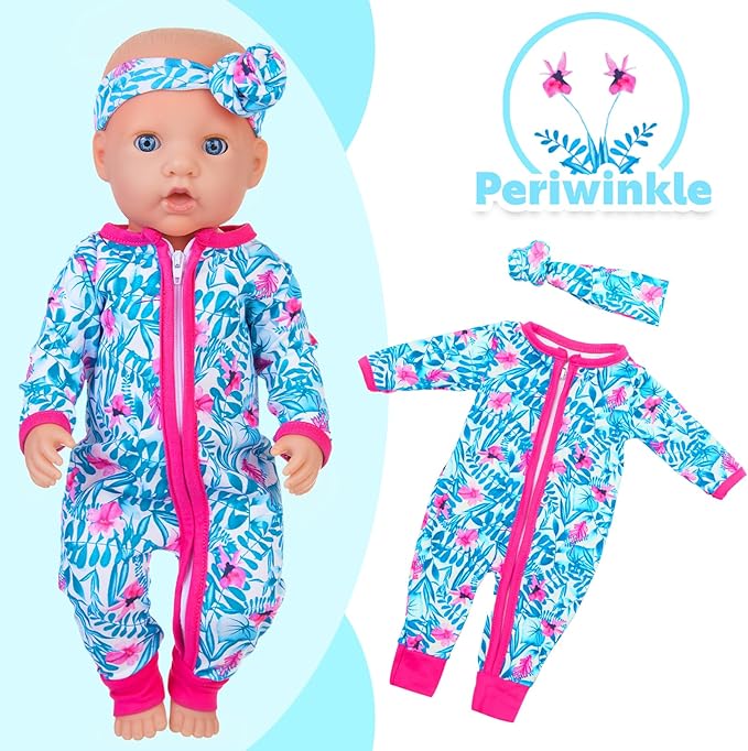 Unicorn Element 5 Sets 14-18 Inch Baby Doll Clothes Outfits Casual Wear for 17 Inch Baby Doll 10 Pcs Girl Doll Clothes and Headbands for 15-18 Inch Doll