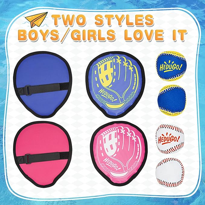 Toss and Catch Game Set Classical Outdoor Toys for Kids at The Beach, Yard, or Park Outside Games 4 Paddles 4 Balls Family Games for Kids and Adults Easter Toys Gifts