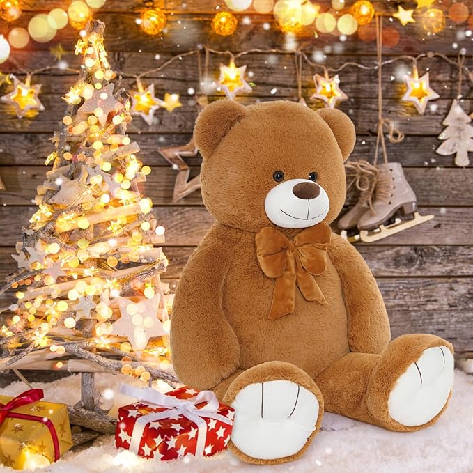 MorisMos Giant Teddy Bear 4 ft Stuffed Animal for Girlfriend,Cuddly Stuffed Big Bear Plush Toy for Valentines,47 inches Big Stuffed Animal Bear Christmas Baby Shower for Boyfriend,Wife,Children